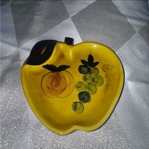 Vintage Hand-Painted Los Angeles Pottery Apple-Shaped Dish | Made in USA